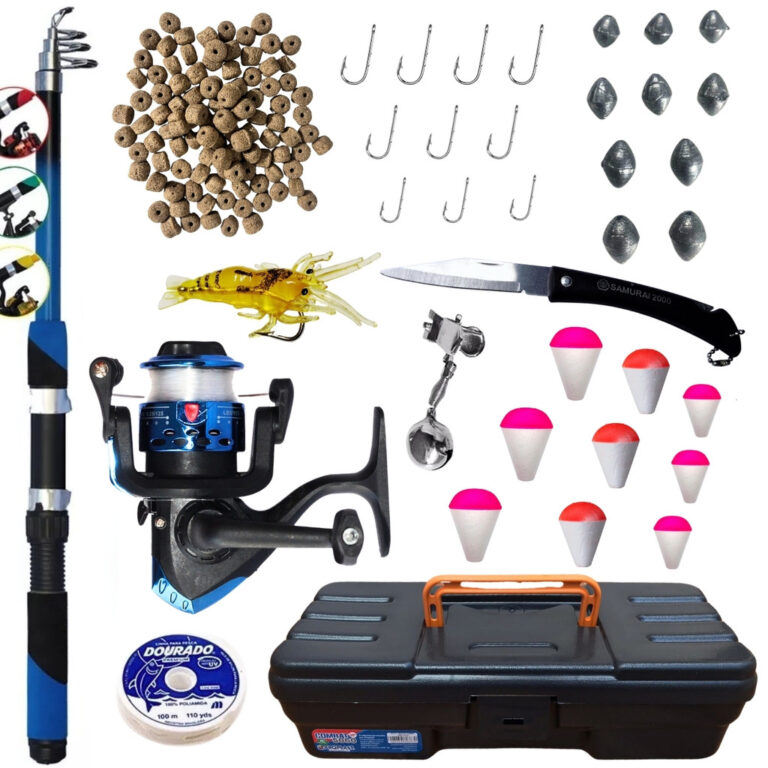 Kit pesca vara + Molinete Ultra Light + Maleta + A