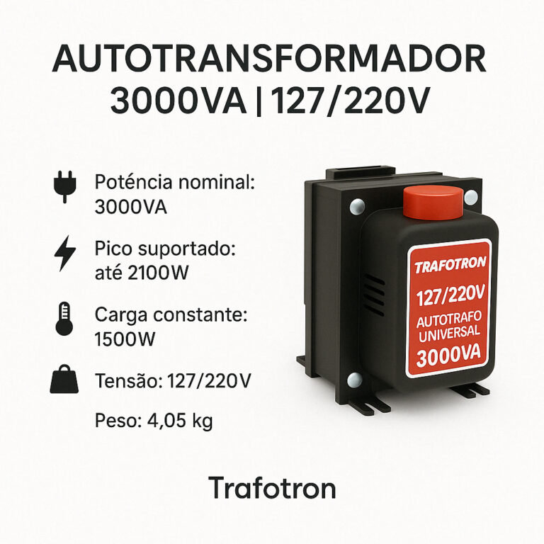 Transformador de Energia 3000va 110v 220v Bivolt