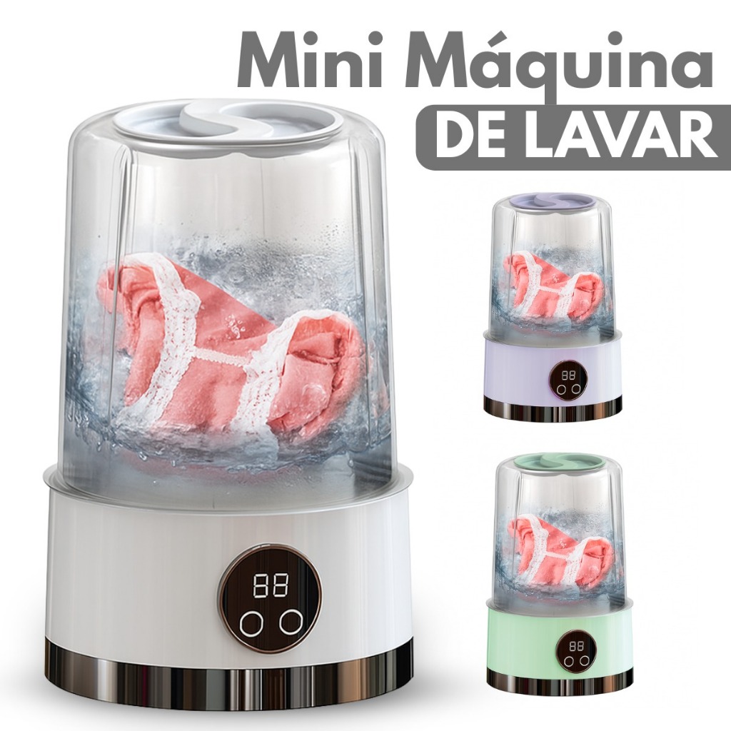 Mini Máquina de Lavar Portátil 1000ml – Lavadora Compacta USB Para Meias Roupas intimas e Delicadas