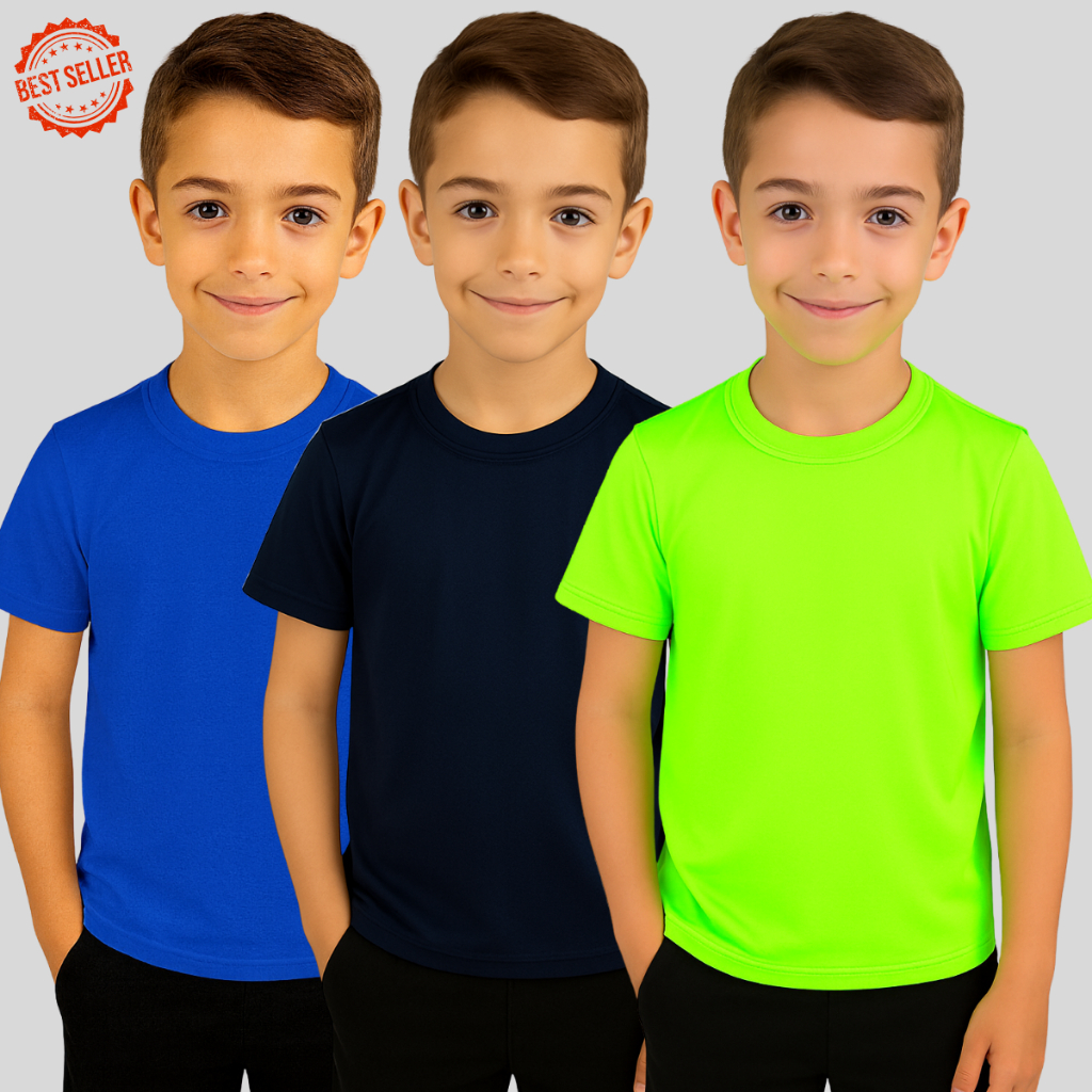 Camiseta Infantil Térmica DryFit Proteção Uv 50+ Manga Curta Tecido Gelado De 4 a 12 Anos Unissex Ca