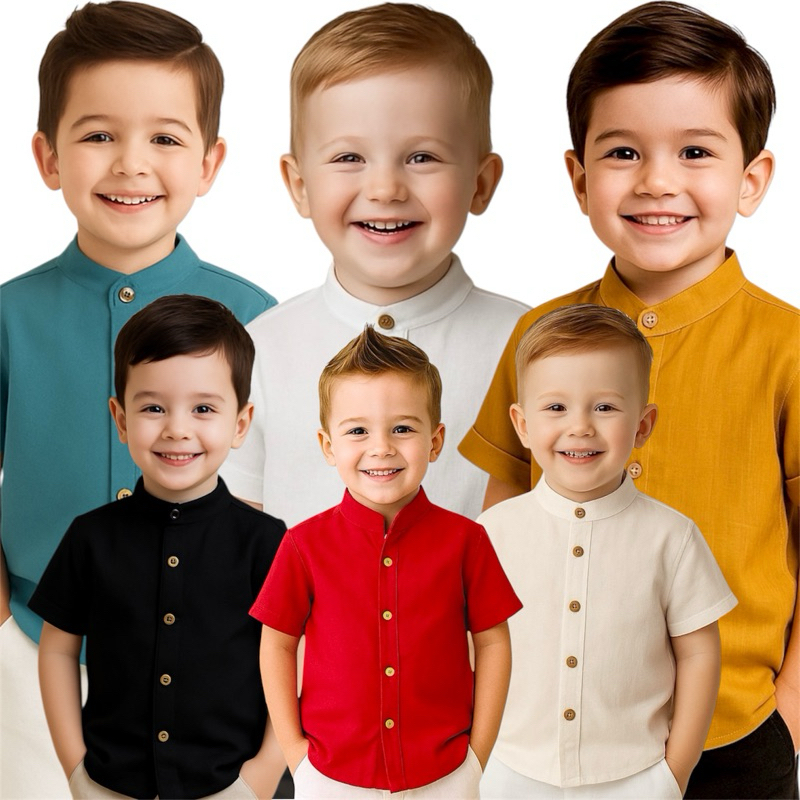 Camisa Infantil Menino Gola Padre Social linho PREMIUM leve | Caimento Perfeito e Design Exclusivo