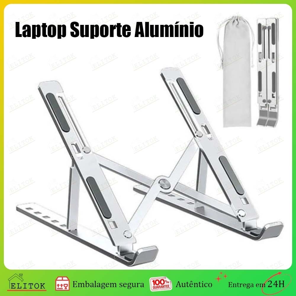Suporte para laptop de alumínio dobrável, portátil, ajustável, para laptops de 10 a 17 polegadas