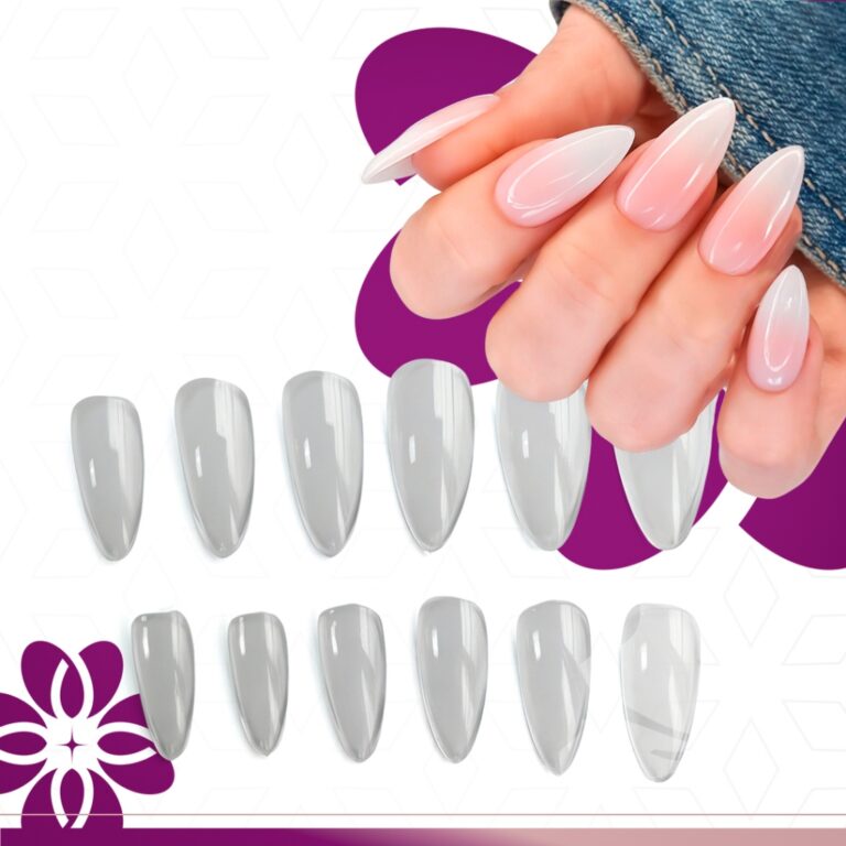 KIT 100 UNHAS POSTIÇAS INTEIRAS AMENDOADA NATURAL
