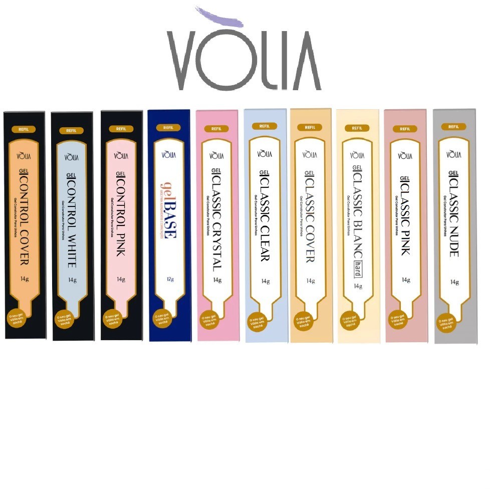 Gel Construtor De Unhas Em Sachê Para Alongamento Tips Fibra Hipoalergênico 14g Vólia NOVA FORMULA