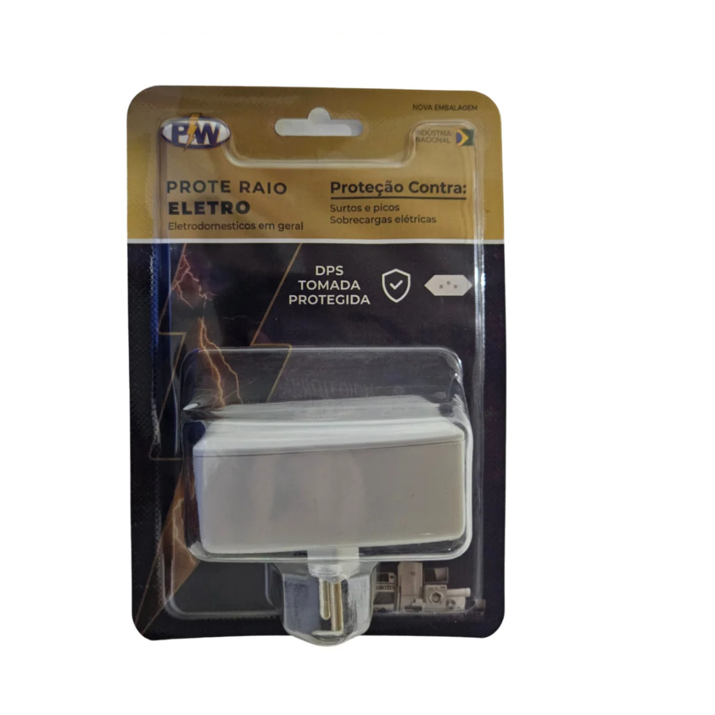 Protetor Contra Raios e Descargas/Picos de Energia – Protetor de Raio PW Eletro 2 Tomadas 127V/220v