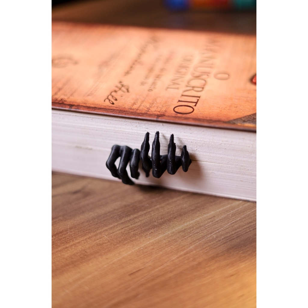 Marcador de Página Mão de Esqueleto Terror Presente Livro Minimalista