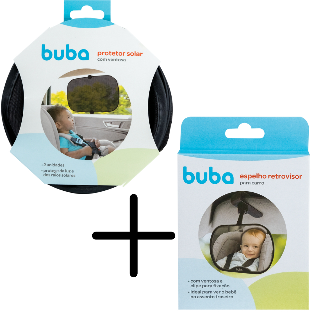 Espelho Retrovisor + Protetor Solar bebê Carro proteção Ventosa Buba
