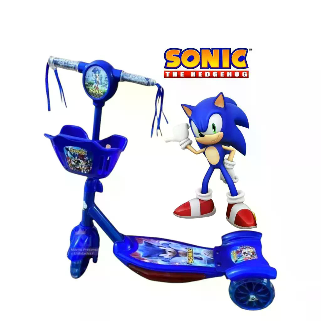 Patinete Meninos azul 3 Rodas com Conjunto de proteção Musica Luz+ Envio para Todo Brasil sem Taxaçã