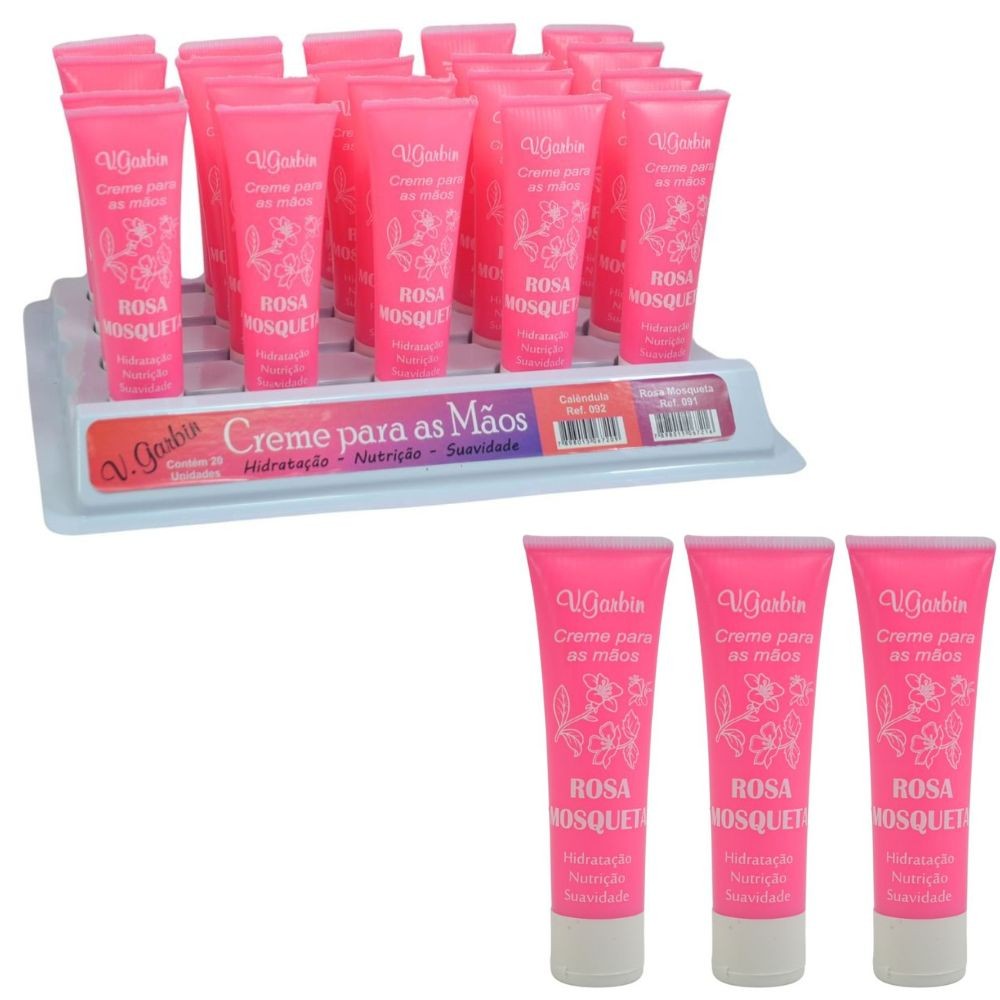 Box c/ 20 Creme para as Mãos Rosa Mosqueta Hidratante Kyrav 40g Atacado