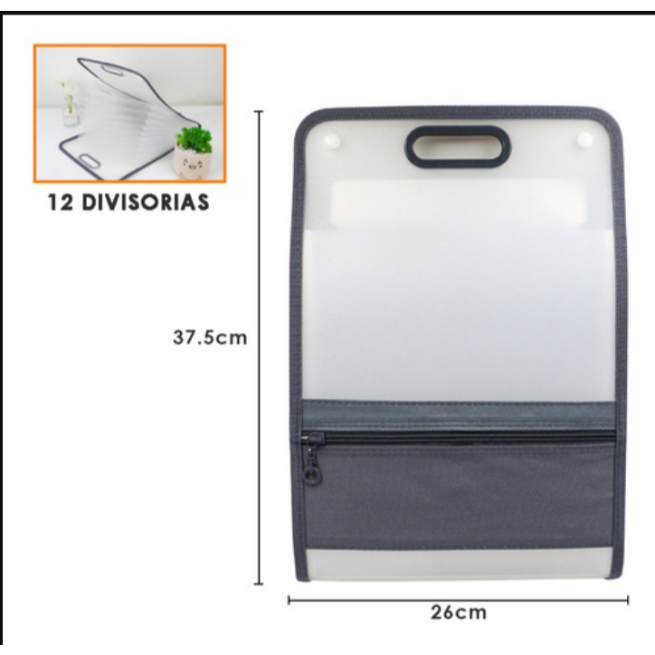 Pasta Sanfonada Organizadora 12 Div Cristal A4 Esc