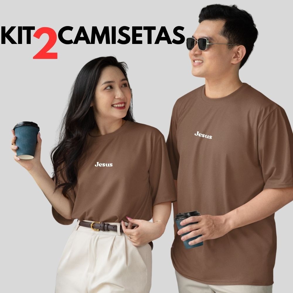 Kit 2 Camisetas Básicas Jesus Minimalista Unissex Cristã –  Algodão Respirável