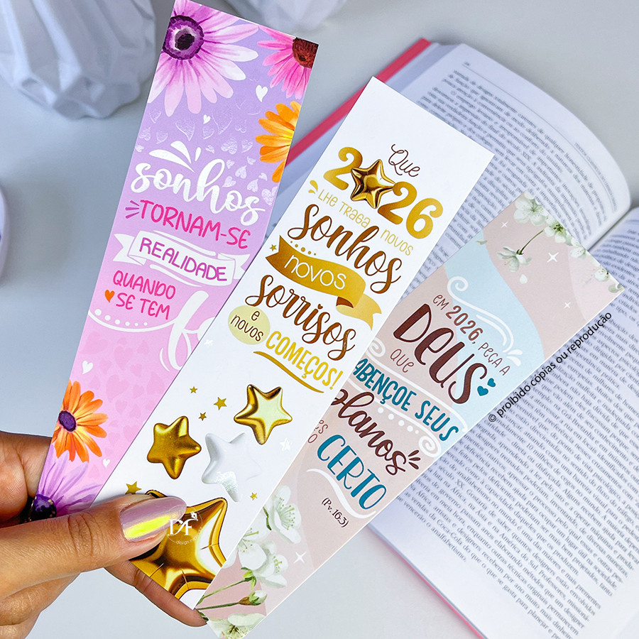 10, 25 Marcador de páginas com Calendário 2026 – Marca páginas