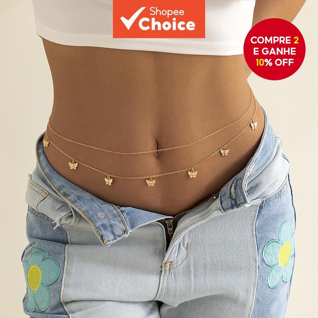 2 Pçs Separável Pequena Borboleta Pingente Corrente De Cintura Para Mulheres Na Moda Verão Acessório