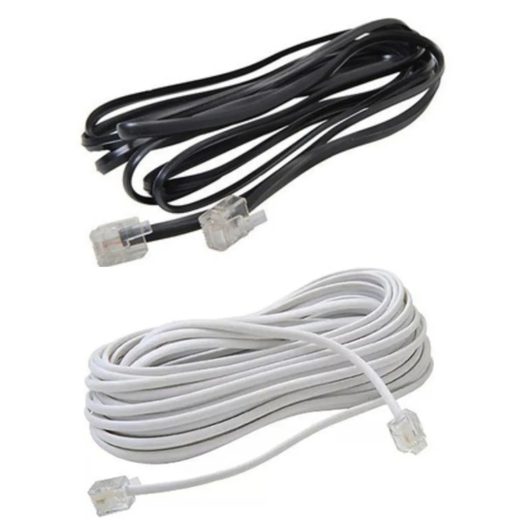Extensão de Telefone Lisa Interneed 1,5mts Interneed Branco e Preto Escritório Telefone Cabos Call C