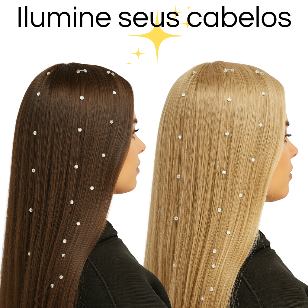 2 Fios Ponto De Luz Com Strass Cristal Feminino Para Cabelos