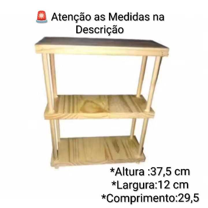 Mini Prateleira Madeira Pinus 3 andar Ideal  Decor