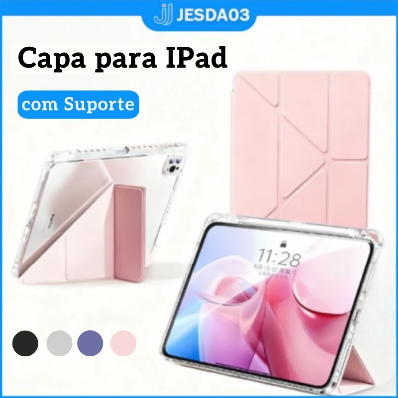 Capa para IPad Air 5 Air 6 A16 11th M3 IPad Pro 11 12.9 13 10 Gen 10.5 10.2 9th 8th com Suporte