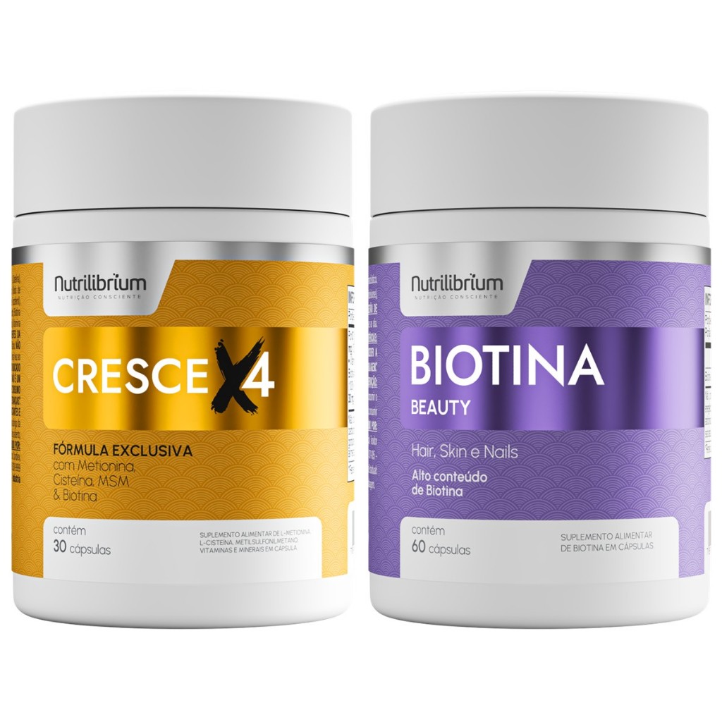 Kit Cresce X4 30 Caps + Biotina Beauty 60 Caps Nutrilibrium
