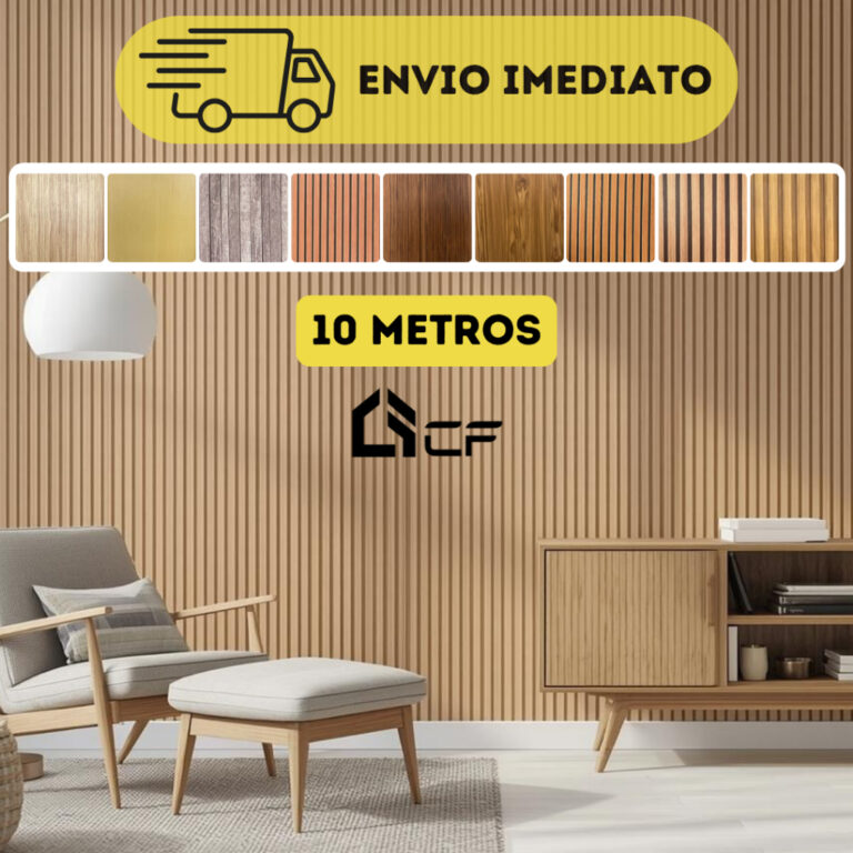 Papel De Parede Madeira Adesivo Ripado 10m X 45cm 