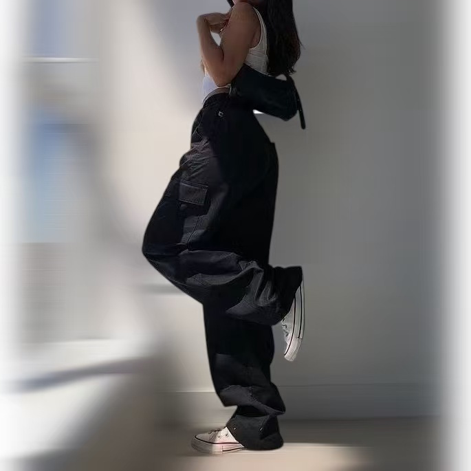 Calça cargo feminina Preta bege caqui Larga com 5