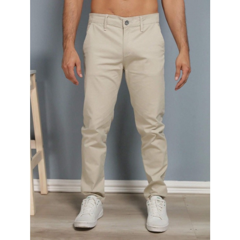 Calça de SARJA Masculina FIT com Elastano Slim Casual Tradicional Bolso Embutido Skinny