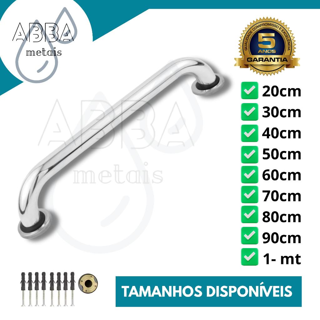 Alça de Apoio em Alumínio  Tamanhos de 20cm a 1m Segurança no Banheiro, Idosos e PCD
