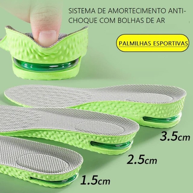 Palmilha Altura Verde Espuma Conforto Gel Elevador
