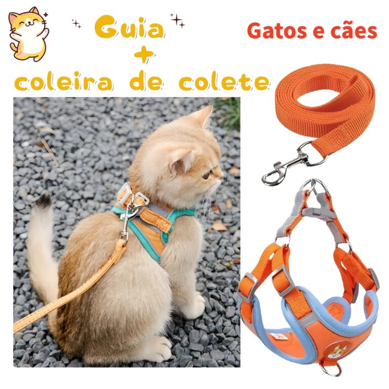 Conjunto De Guia + Coleira Tipo Colete Para Pet Pe