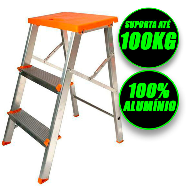 Banqueta Alumínio Portátil Escada 3 Degraus Dome