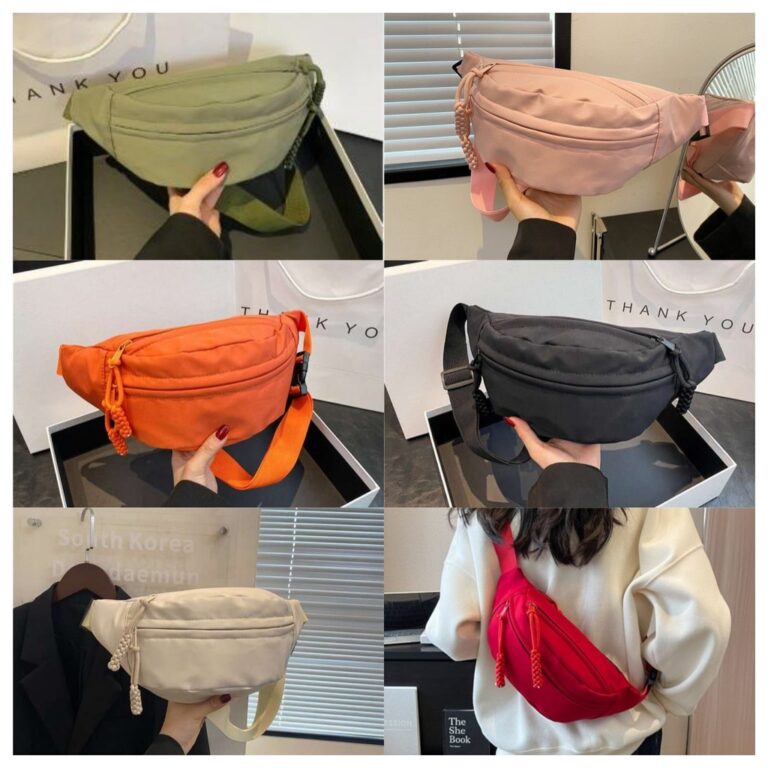 Bolsa Transversal de Nylon Unissex Estilo Coreano 