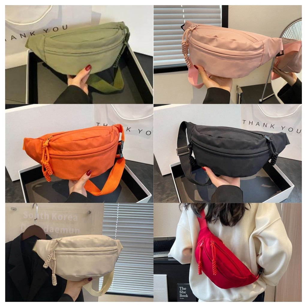 Bolsa Transversal de Nylon Unissex Estilo Coreano Cores Vibrantes Ideal para Passeios e Viagens