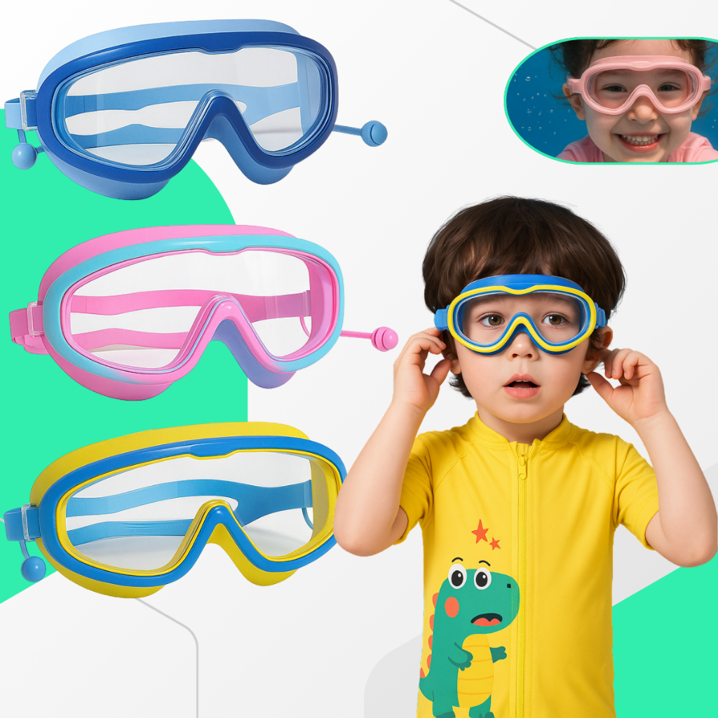 Óculos Natação Infantil Com Protetor Auricular Protetor De Ouvido Anti – Nevoeiro