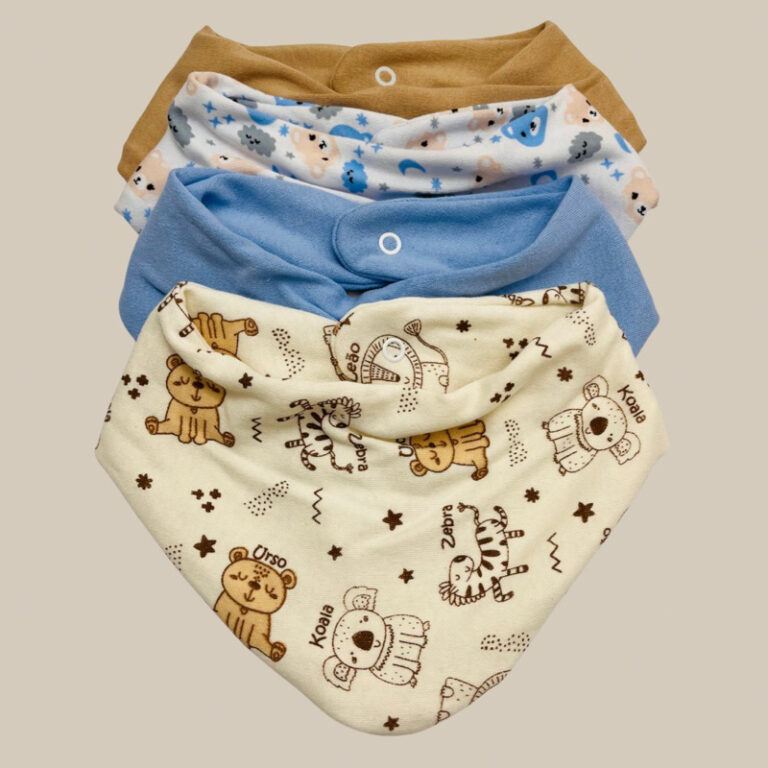 Kit Babador Bandana 5 Peças Estampado e Misto Beb