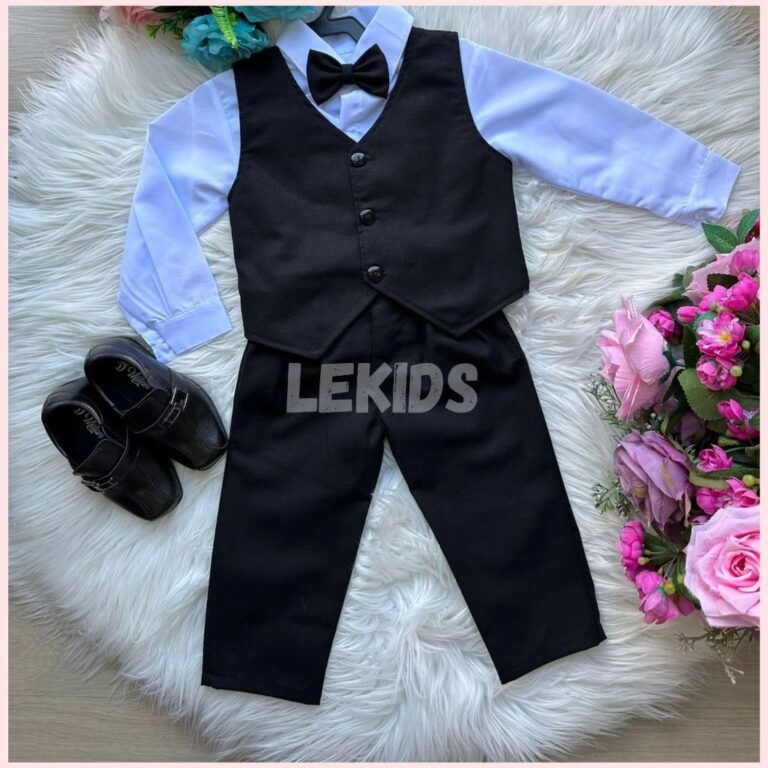 Conjunto Preto Social Infantil Menino Pajem Casame