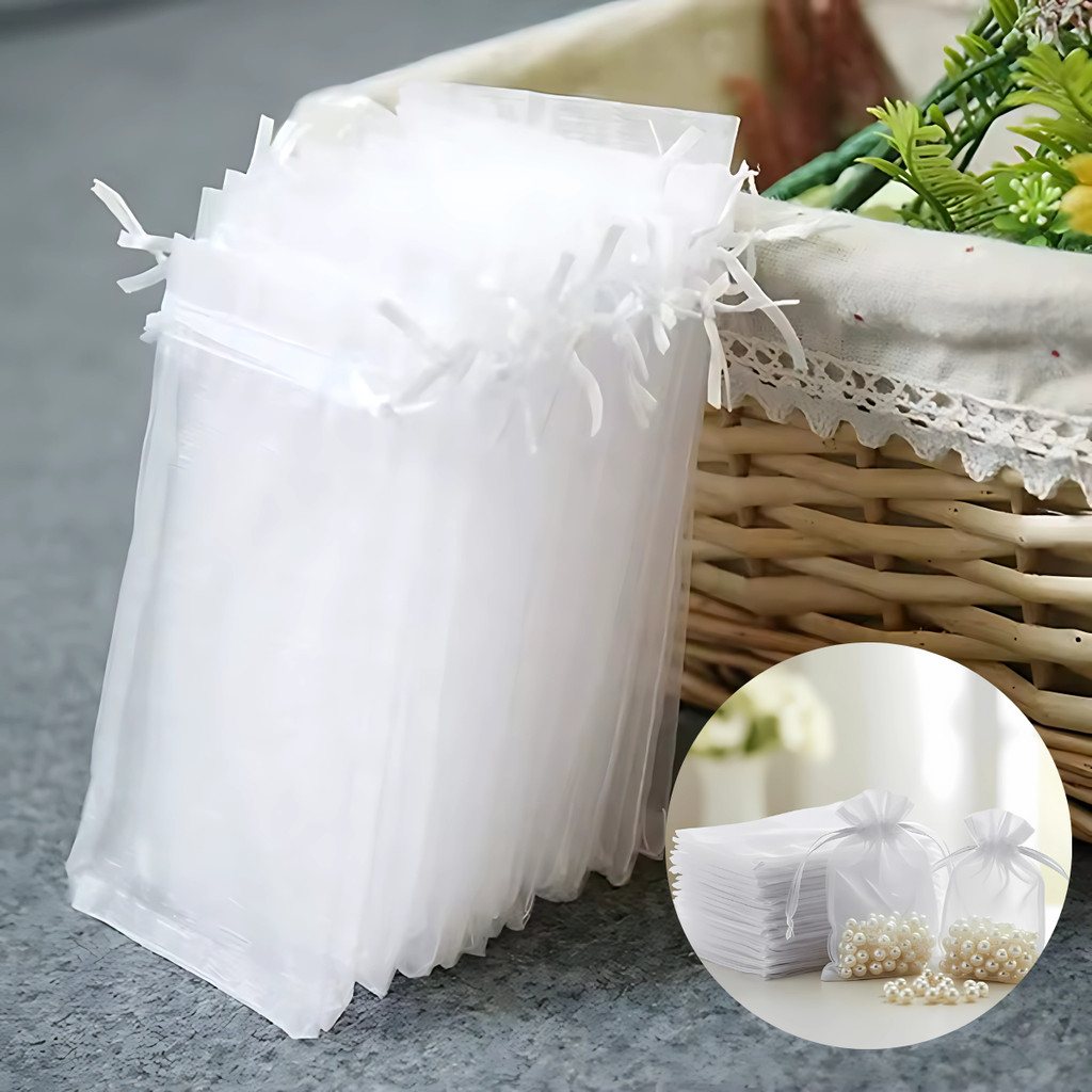 Kit 10/50/100 Und Saco Saquinho Organza 7×9 9×12 13×18 Branco Lembrancinhas Festa Casamento 15 Anos