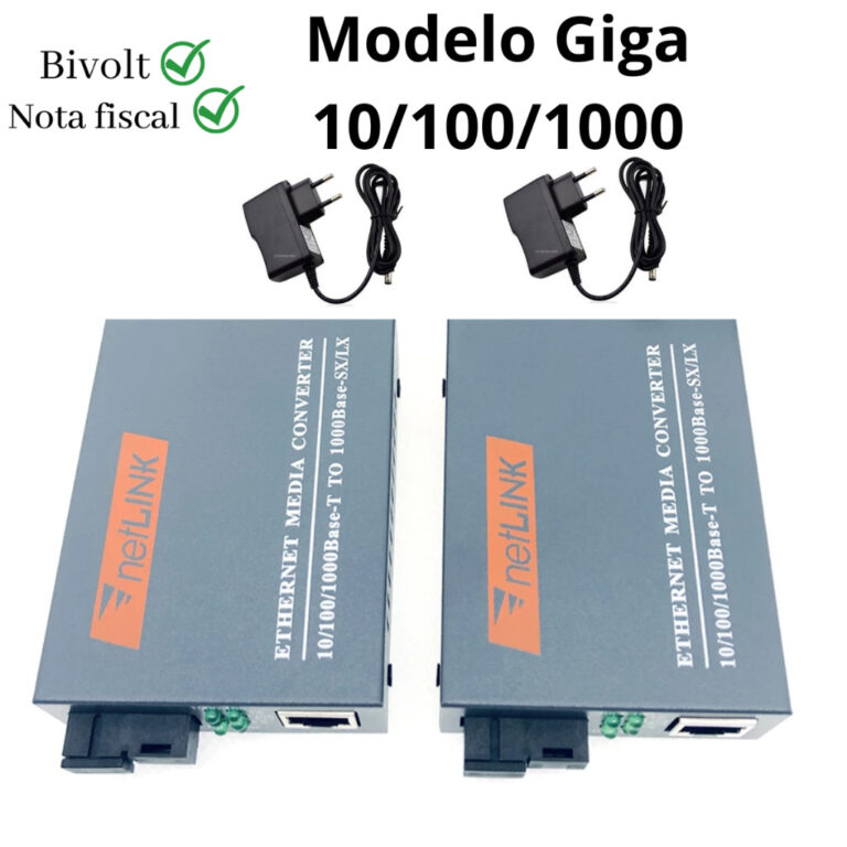 Par Conversor Mídia Fibra Óptica Gigabit 1000Mbp