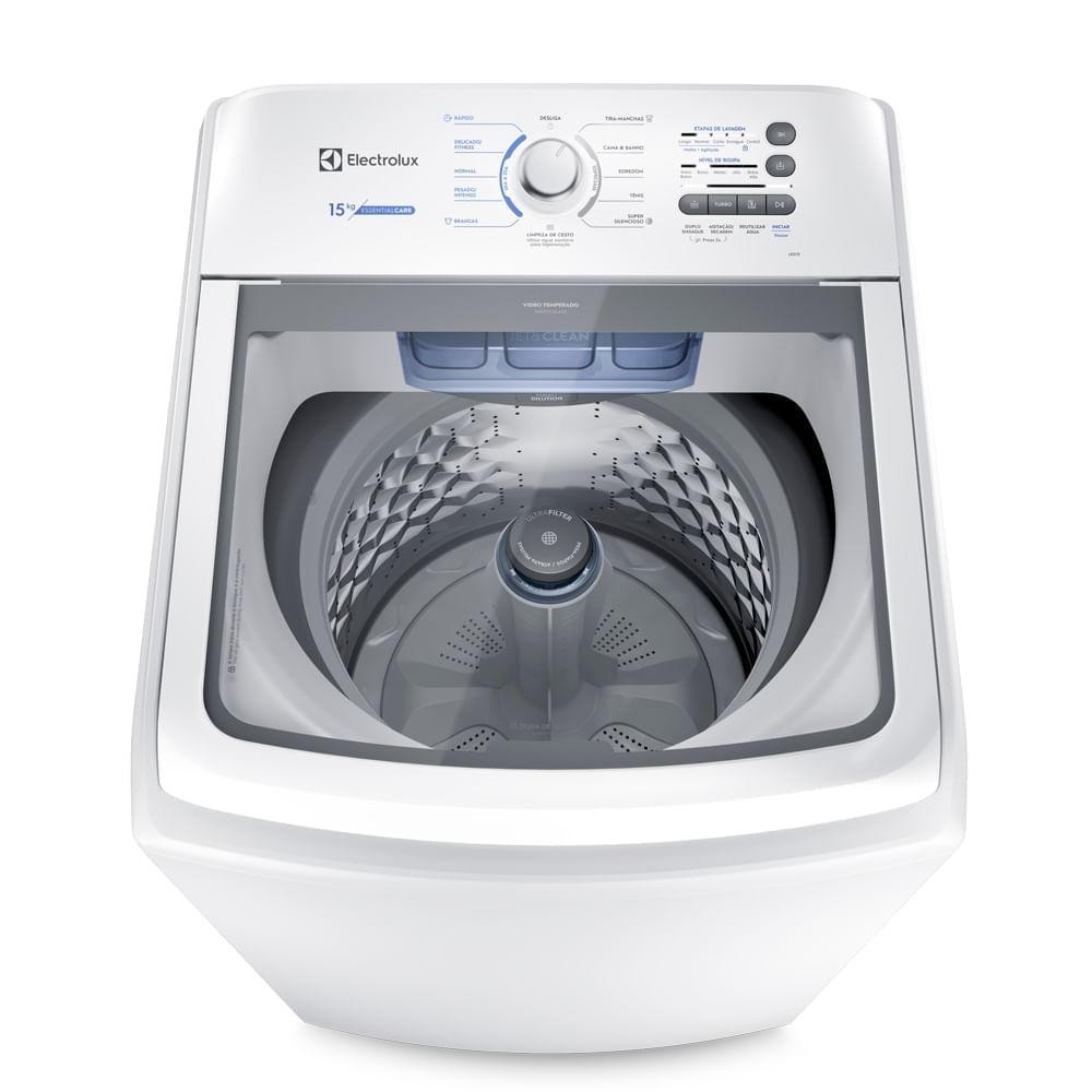 Máquina de Lavar Electrolux 15kg Branca Essential Care com Cesto Inox e JetEClean (LED15)