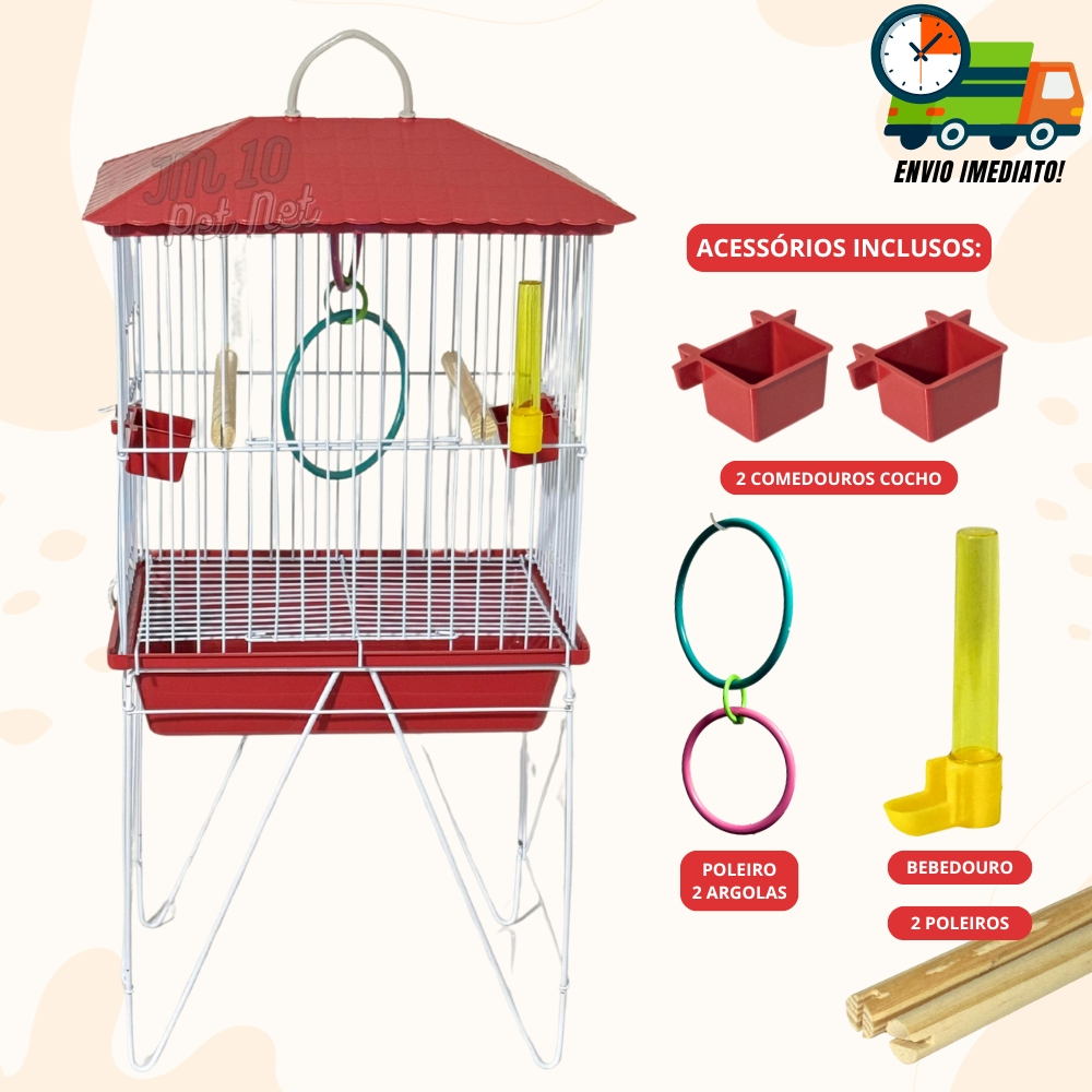 Viveiro Caçula Completo Para Calopsita Gaiola para Periquito Canário Manon C/ Pé Promoção
