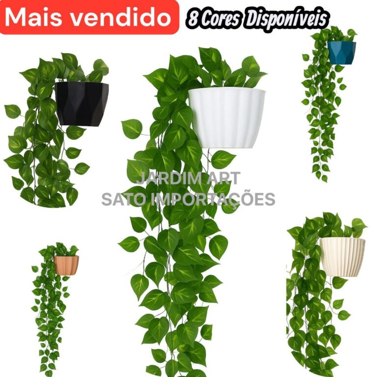 1 Kit Vaso Plastico Ceremico + 2 Planta Pendurada 