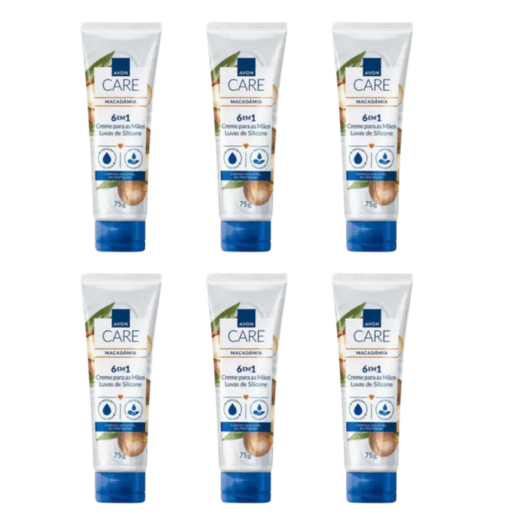 Kit 6 AVON CARE LUVAS DE SILICONE MACADÂMIA CREME PROTETOR PARA MÃOS.