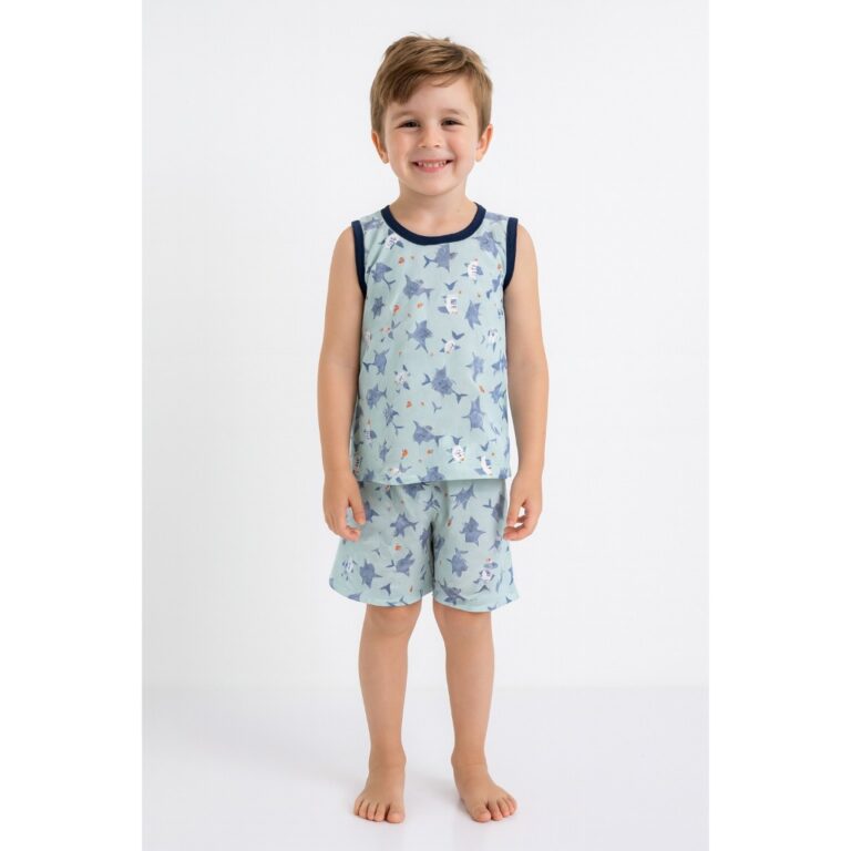 Conjunto Infantil Pijama Regata e Short  masculino