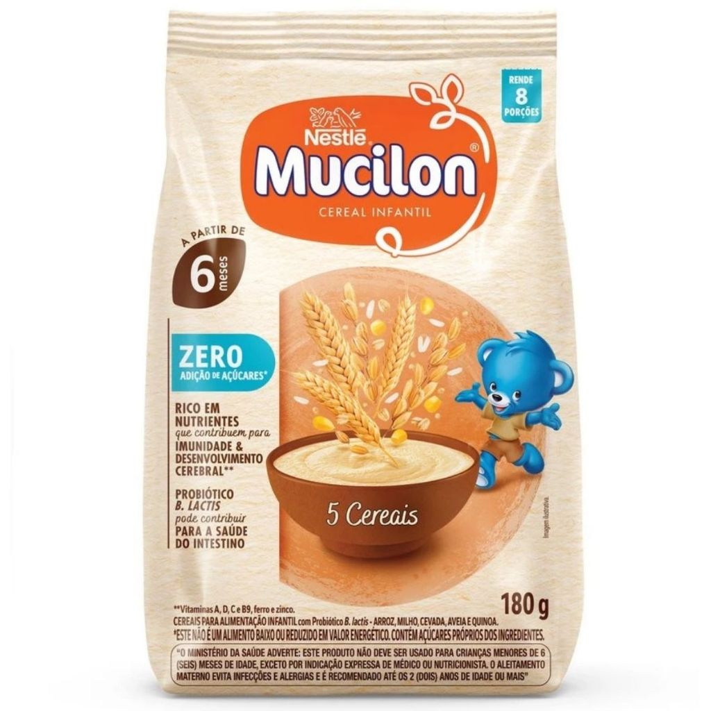 Mucilon Zero Açucar 5 Cereais 180g Nestlé