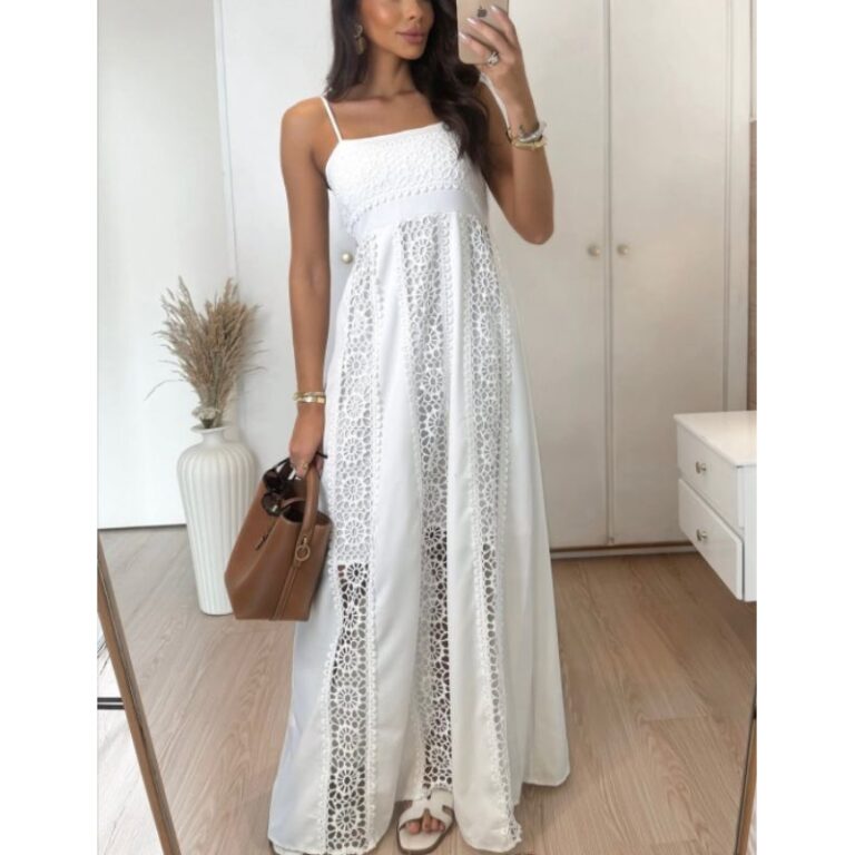 vestido Longo Feminino Com Renda Atualizado 1732#