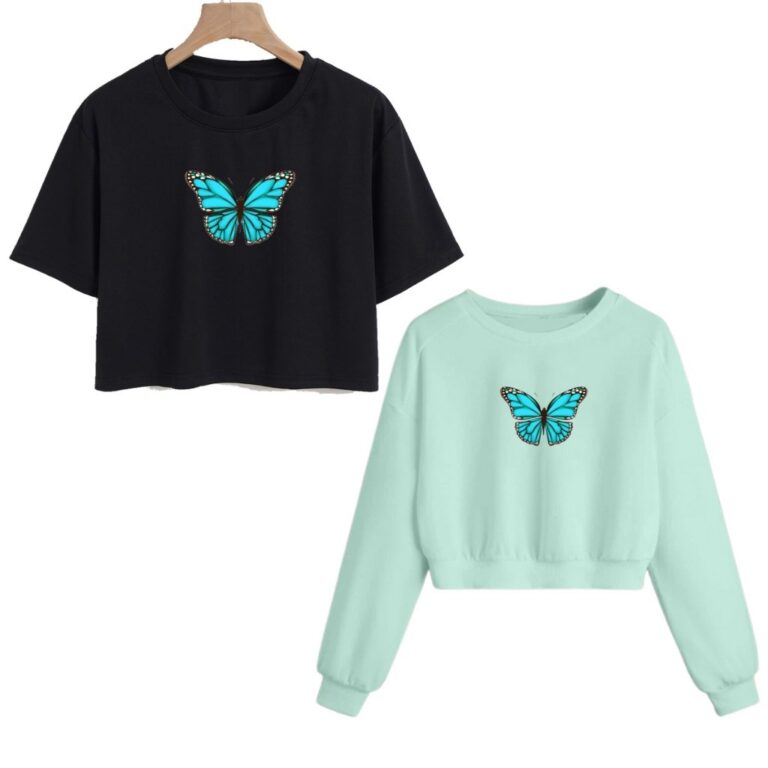 Cropped Moletom +Tshirt Algodão Cropped Kit 2 Pe�