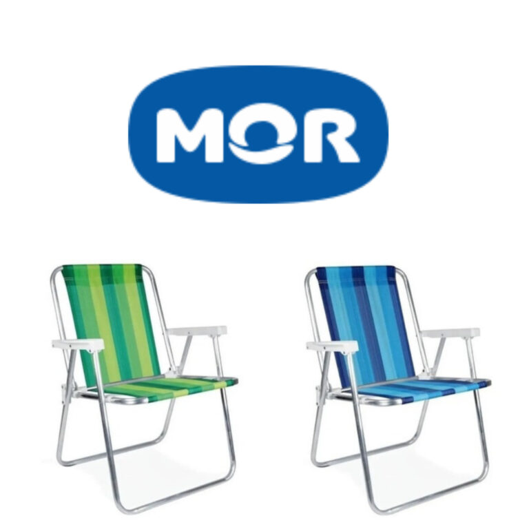 Kit 2 Cadeira de Praia Aluminio Mor Varanda Alta P