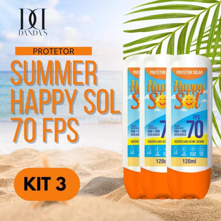 KIT 3 Antissinais, Protetor solar HAPPY SOL Fps 70