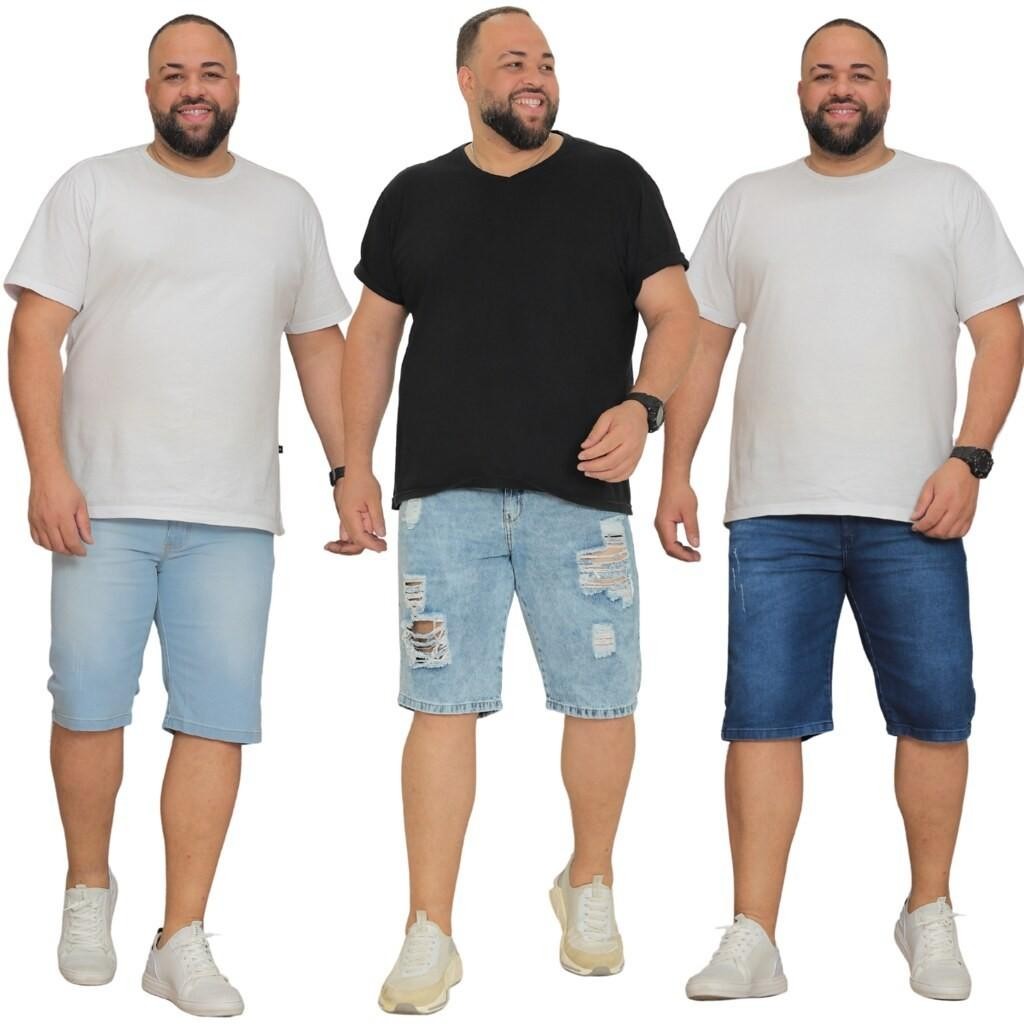 Bermuda Jeans Masculina Slim Plus Size Lycra 48 50 52 54 56