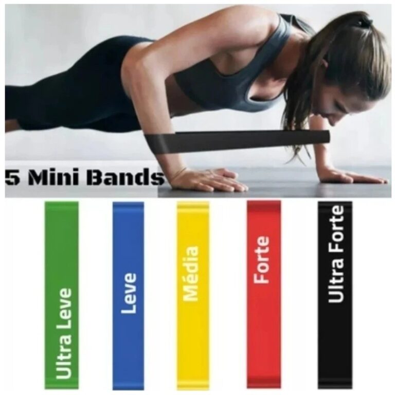 Kit Mini Band 5 Faixas Elásticas de Tensão Muscu