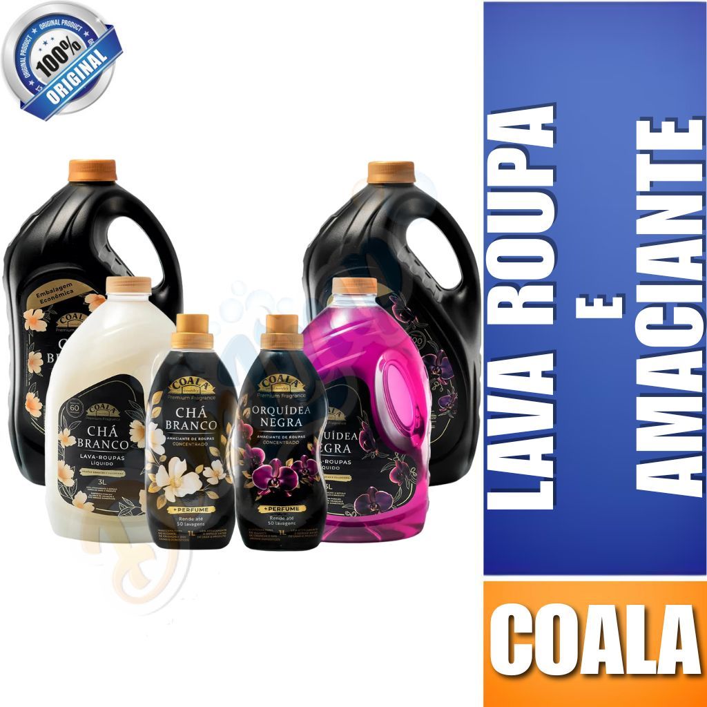 Linha Laundry Coala Lava Roupa e Amaciante Coala a sua Escolha – Chá Branco, Orquídea Negra