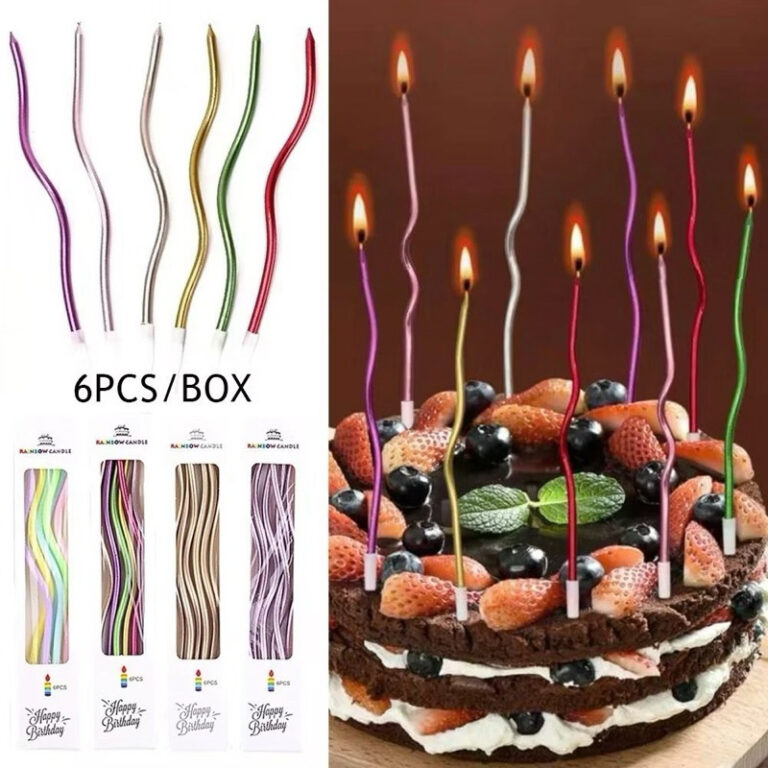 Kit 6 Velas Curvas de Parafina para Aniversário D